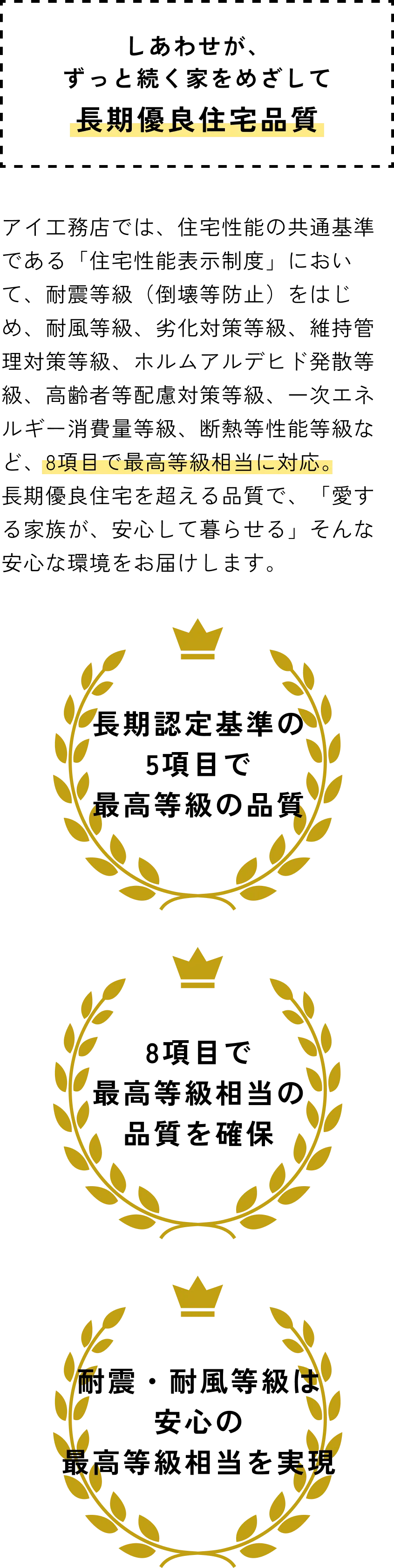 しあわせが、ずっと続く家をめざして長期優良住宅品質